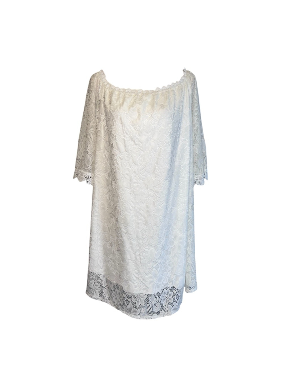 NEW! Eyelet White Lace Off-Shoulder Dress 1X XL